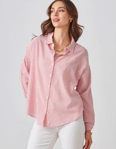 Relaxed Sear Sucker Shirt, Red