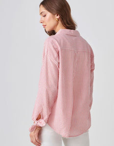 Relaxed Sear Sucker Shirt, Red