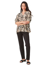 Load image into Gallery viewer, Button Front Print Shirt, Black &amp; Beige