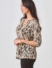 Load image into Gallery viewer, Button Front Print Shirt, Black &amp; Beige