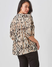 Load image into Gallery viewer, Button Front Print Shirt, Black &amp; Beige