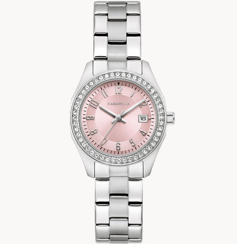 Pink Dial Stainless Steel Women's Watch