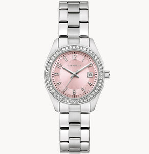 Pink Dial Stainless Steel Women's Watch