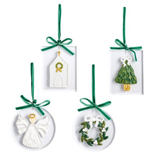Load image into Gallery viewer, White Christmas Painted Acrylic Ornaments - 4 asst