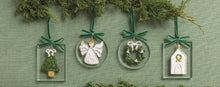 Load image into Gallery viewer, White Christmas Painted Acrylic Ornaments - 4 asst
