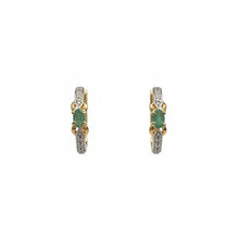 Load image into Gallery viewer, Emerald Semi-Hoop Earrings