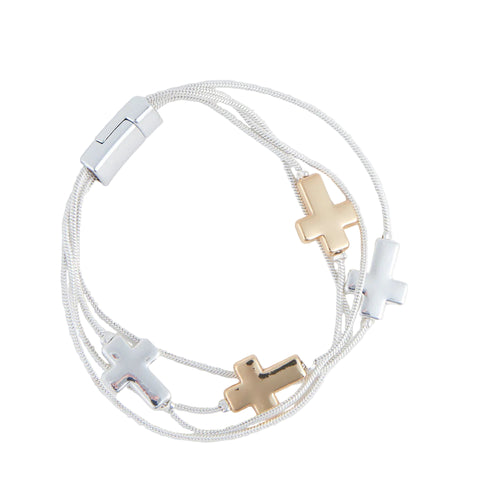 Cobie Multi Row Cross Bracelet