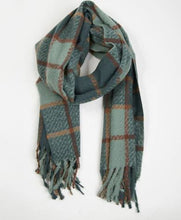Load image into Gallery viewer, Kylie Windowpane Plaid Fringe Scarf