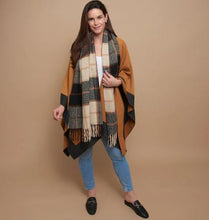 Load image into Gallery viewer, Kylie Windowpane Cream Plaid Fringe Scarf