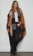 Load image into Gallery viewer, Kylie Windowpane Cream Plaid Fringe Scarf