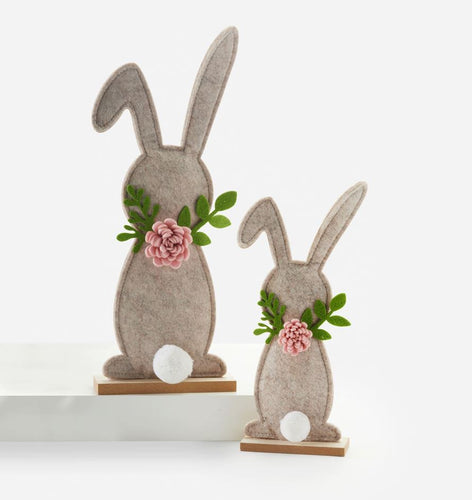 Felt rabbit with wood base