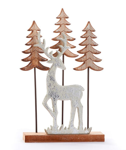 Silver Reindeer Surrounded By Pine Trees