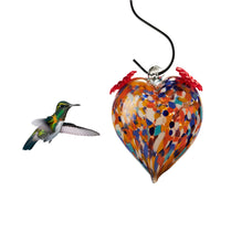 Load image into Gallery viewer, Glass Heart Hummingbird Feeder, Orange