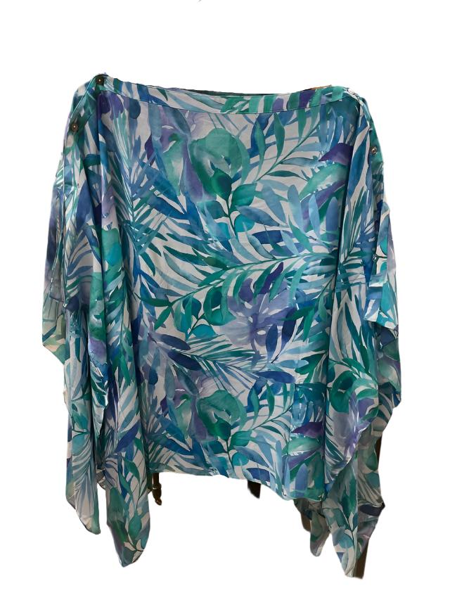 Turquoise Tropical Print Coverup