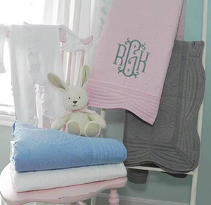 Heirloom Quilt - Baby Quilt Blanket Monogram: Cream
