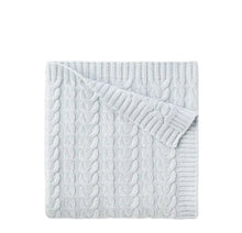 Load image into Gallery viewer, Pale Blue Horseshoe Cable Knit Baby Blanket