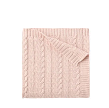 Load image into Gallery viewer, Pale Pink Horseshoe Cable Knit Baby Blanket