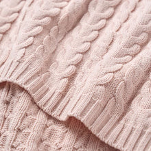Load image into Gallery viewer, Pale Pink Horseshoe Cable Knit Baby Blanket