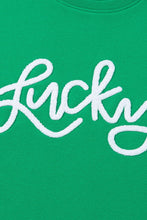 Load image into Gallery viewer, Chenille Embroidered Pullover Sweatshirt - Lucky