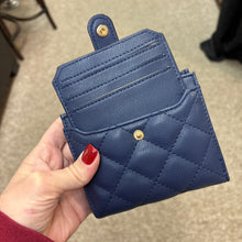 Load image into Gallery viewer, Melody Vegan Quilted Wallet- Navy