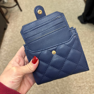 Melody Vegan Quilted Wallet- Navy