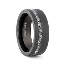 Load image into Gallery viewer, Abyss Sandblasted Black Tungsten with Meteorite Fragments Inlay Wedding Ring