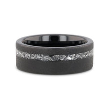 Load image into Gallery viewer, Abyss Sandblasted Black Tungsten with Meteorite Fragments Inlay Wedding Ring
