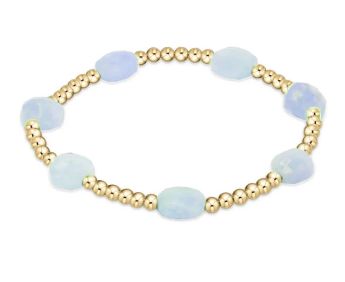 Admire Gold 3mm Bead Bracelet - Aquamarine