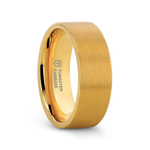 AUDEN Gold Plated Flat Brushed Finished Tungsten Wedding Ring