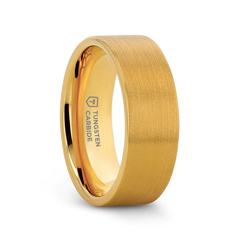 AUDEN Gold Plated Flat Brushed Finished Tungsten Wedding Ring