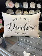 Load image into Gallery viewer, Mr. &amp; Mrs. Established Pillow - Davidson