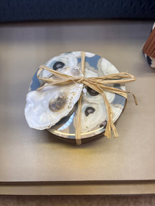 Blue Oyster Enamel Coaster Set