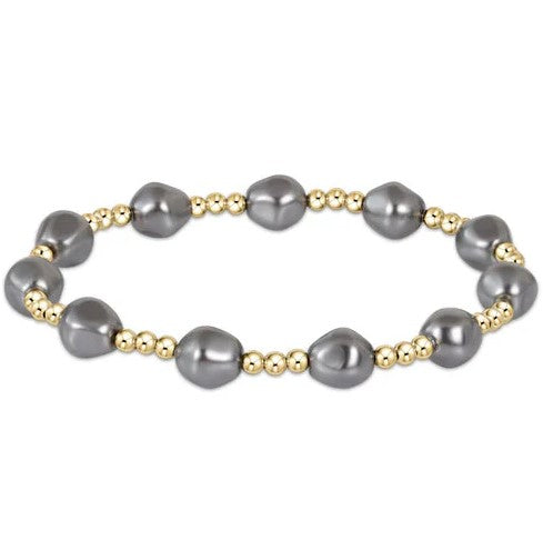 Admire Gold 3mm Bead Bracelet - Pearl - Dark Grey