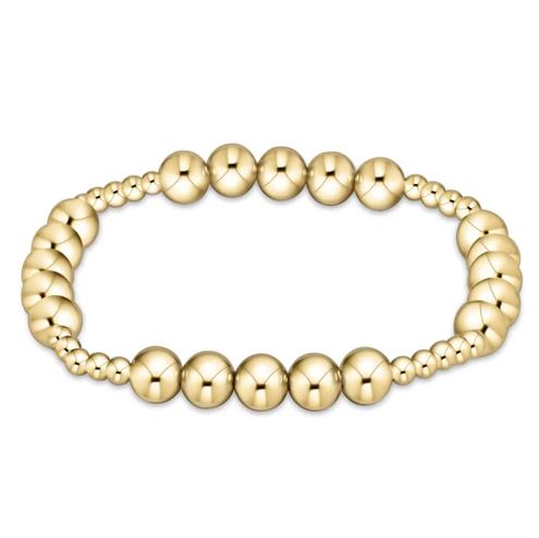 Classic Blissful Pattern 3mm Bead Bracelet - 6mm Gold