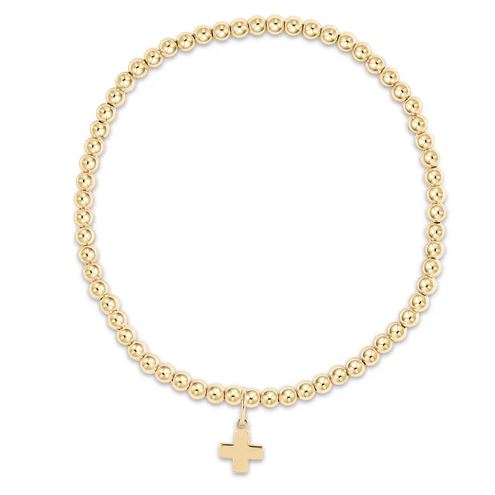 Classic Gold 3mm Bead Bracelet - Signature Cross Gold Charm