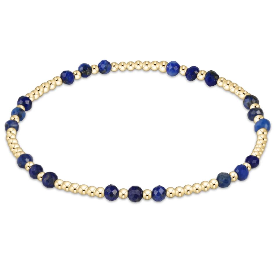 Gemstone Gold Joy 3mm Bead Bracelet - Lapis
