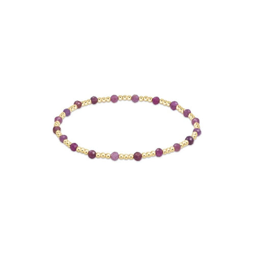 Gold Sincerity 3mm Bead Bracelet- Ruby