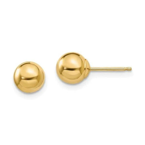 6mm Gold Ball Stud Earrings