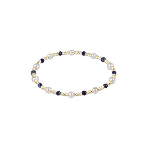 Pearl Sincerity Pattern 4mm Bead Bracelet - Lapis