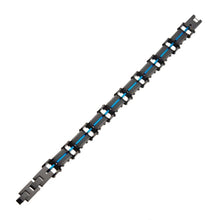 Load image into Gallery viewer, Black Carbon Fiber &amp; Blue IP Link Bracelet