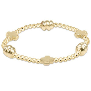Signature Cross Admire Gold Pattern 3mm Bead Bracelet - Gold