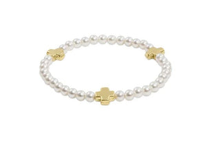 Enewton Signature Cross Pearl Pattern 4mm Bead Bracelet - Gold