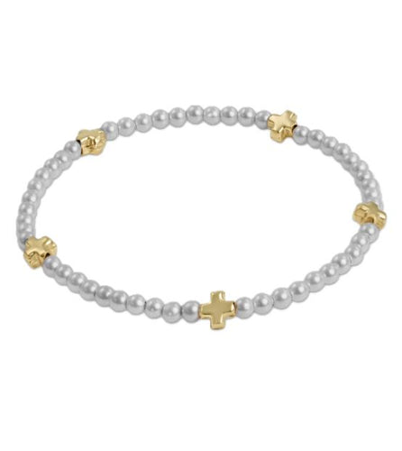 Small Pearl Pattern 3mm Bead Bracelet - Gold