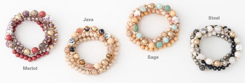 Beaded Bracelet Set, 4 Asst