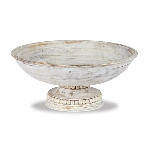 Wood Beaded Pedestal Bowl