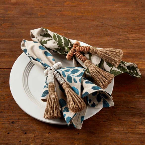 Beaded Tassel Napkin Rings, Set of 4