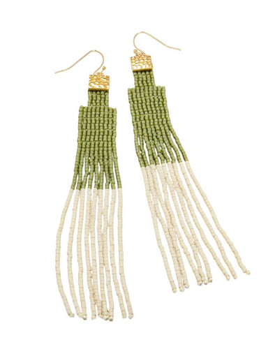 Bitty Bead Earrings Skyscraper Sage Green