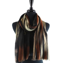 Load image into Gallery viewer, Luminous Stripes Polyester Scarf W/Gold Metallic