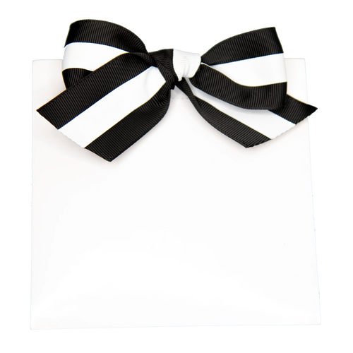 Black with White Canvas Ribbon Bow Notepad