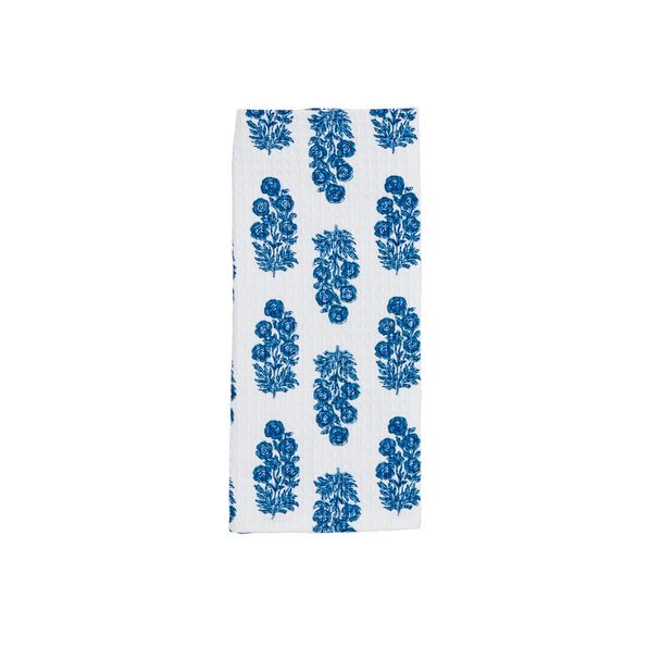Block Print Blue Floral Towel